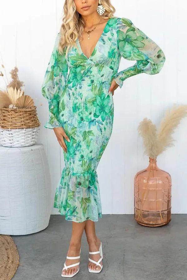 CAMELLIA - Floral Ruffle Dress