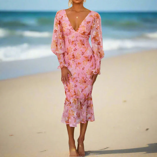 CAMELLIA - Floral Ruffle Dress