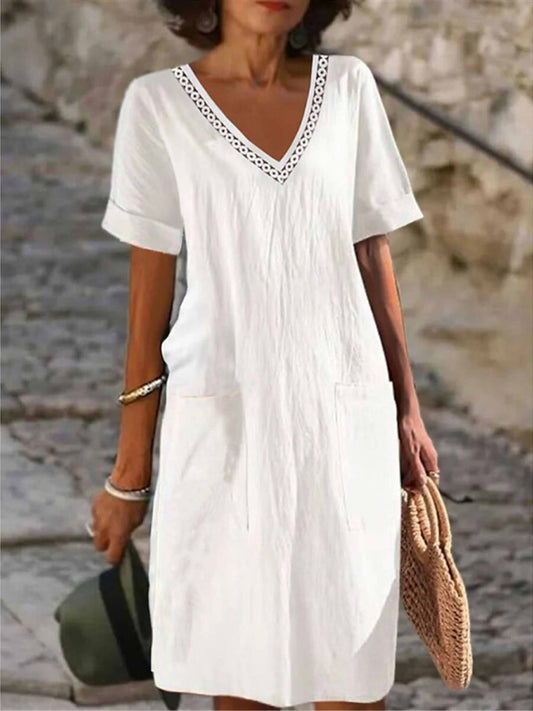 Calira - Simple V-Neck Dress