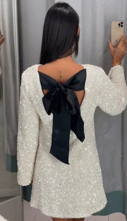 Rowena - Glamorous Sequin Bow Dress